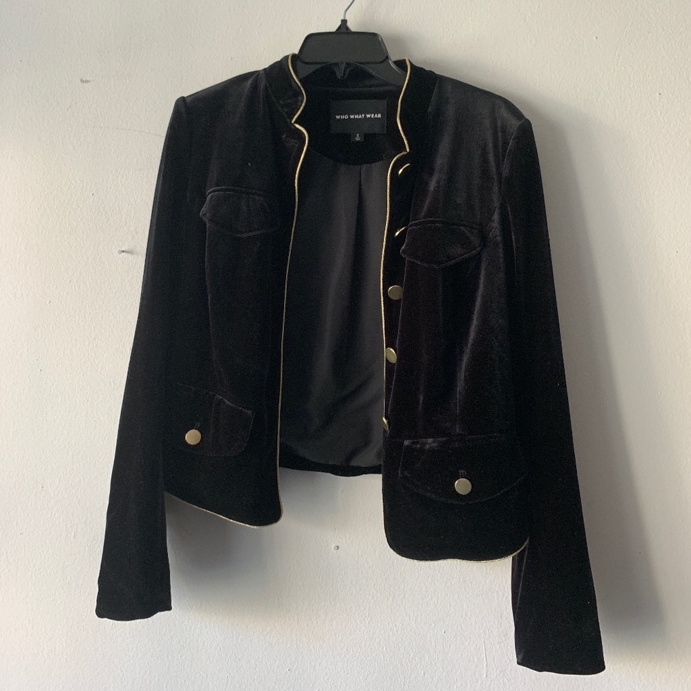 Who What Wear Velvet Blazer with Gold Buttons